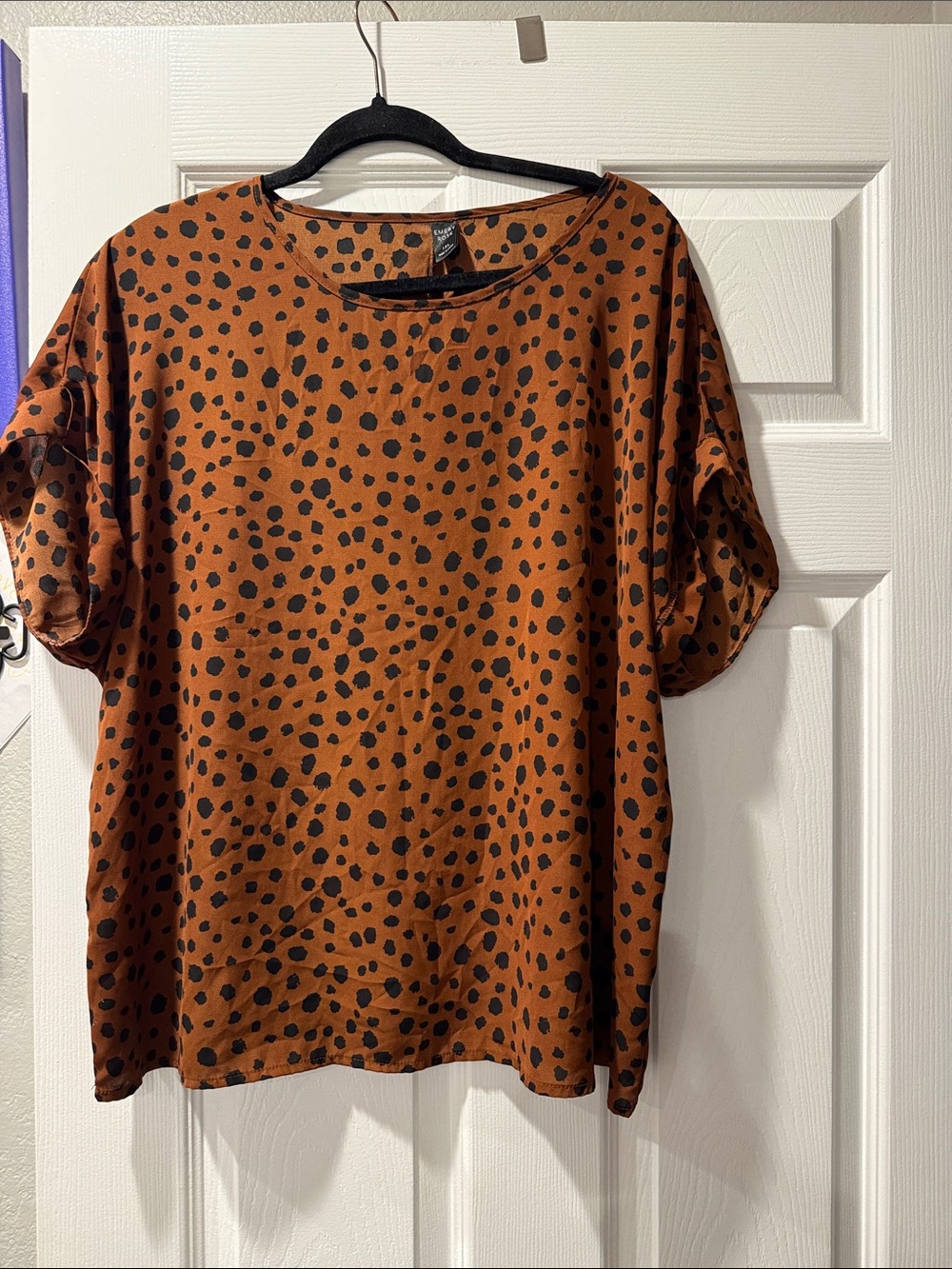 SHEIN Rust Brown Short Sleeve Animal Spot Tee